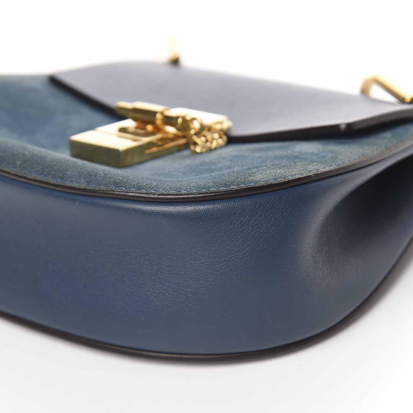 Suede Smooth Calfskin Mini Drew Shoulder Bag Majolica Blue