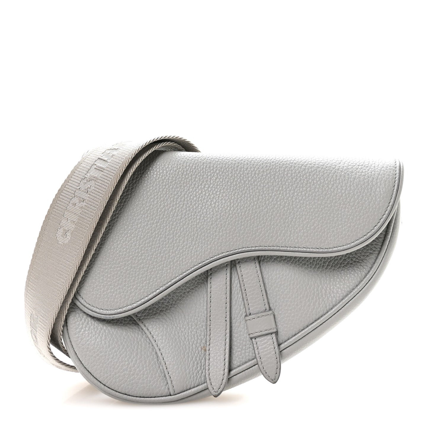 Grained Calfskin Mens Mini Saddle Bag Gray