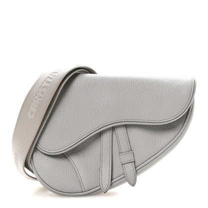 Christian Dior Grained Calfskin Mens Mini Saddle Bag Gray 1 of 9