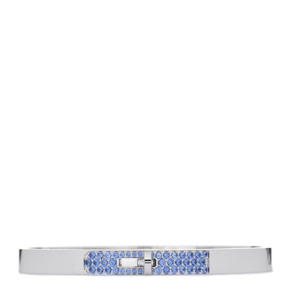 Hermes 18K White Gold Blue Sapphire PM Kelly Bracelet SH 1 of 5