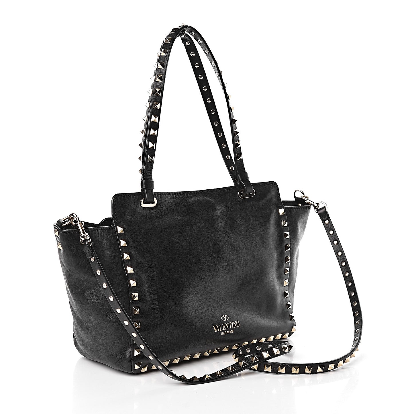 Vitello Small Rockstud Tote Black