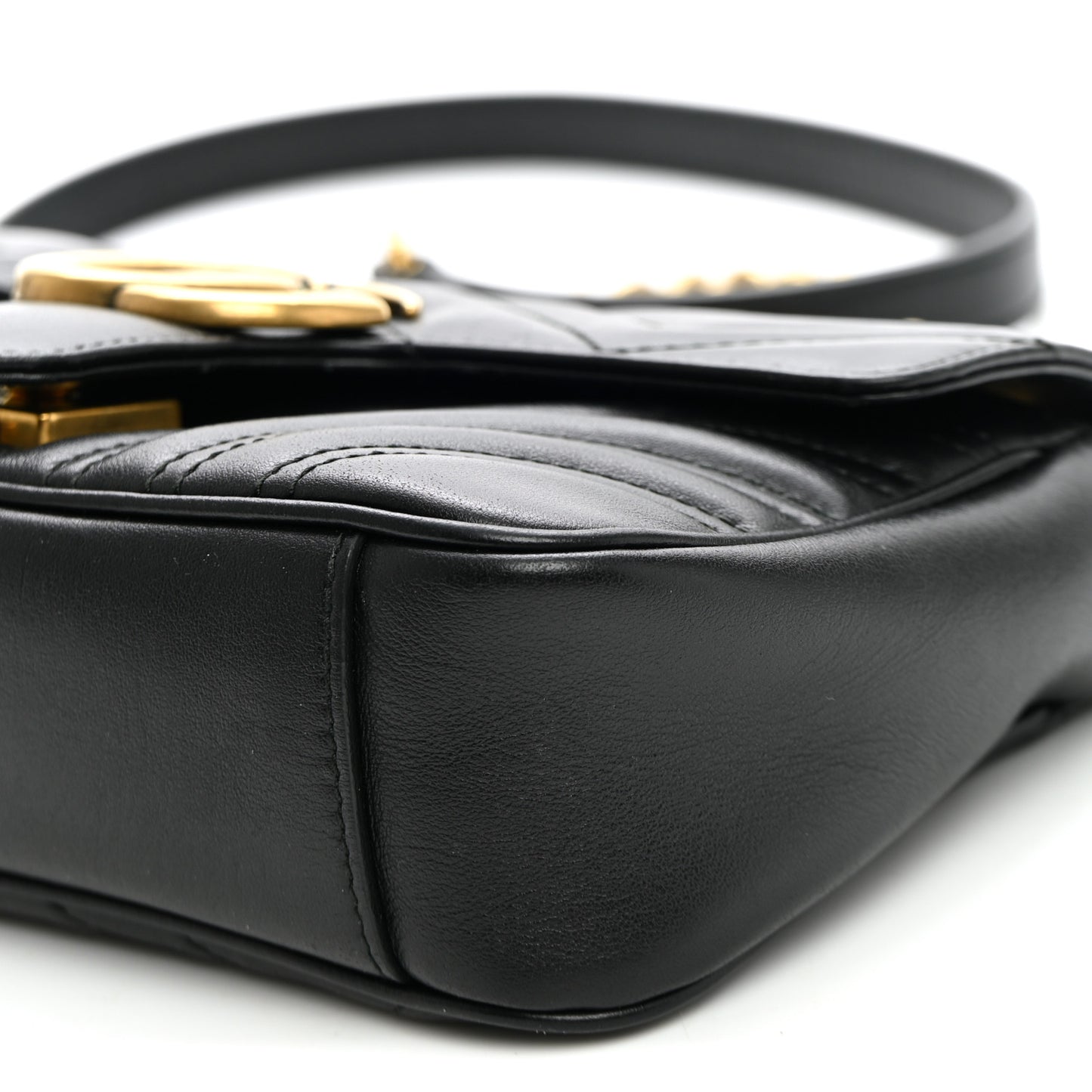 Calfskin Matelasse Mini GG Marmont Shoulder Bag Black