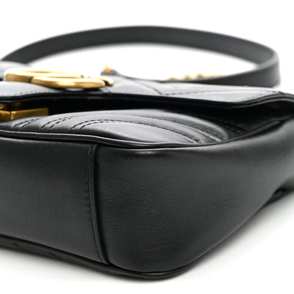 Gucci Calfskin Matelasse Mini GG Marmont Shoulder Bag Black 9 of 9
