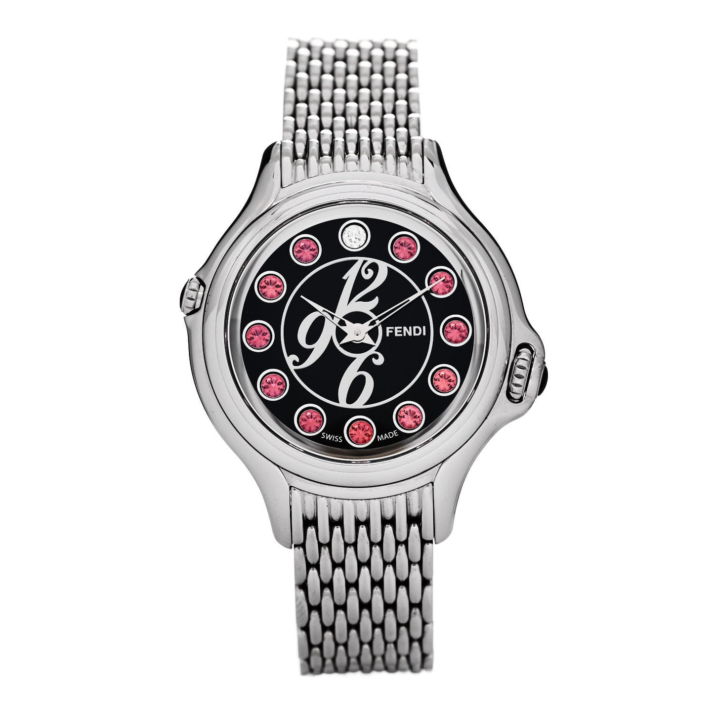 Stainless Steel Diamond Topaz 38mm Crazy Carats Quartz Watch Black