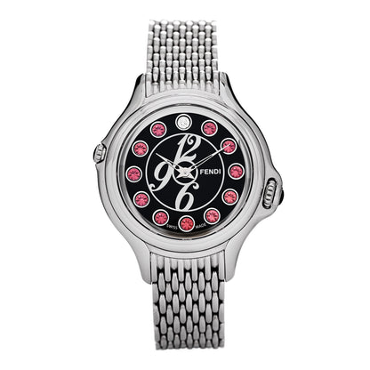 Fendi Stainless Steel Diamond Topaz 38mm Crazy Carats Quartz Watch Black 2 of 6