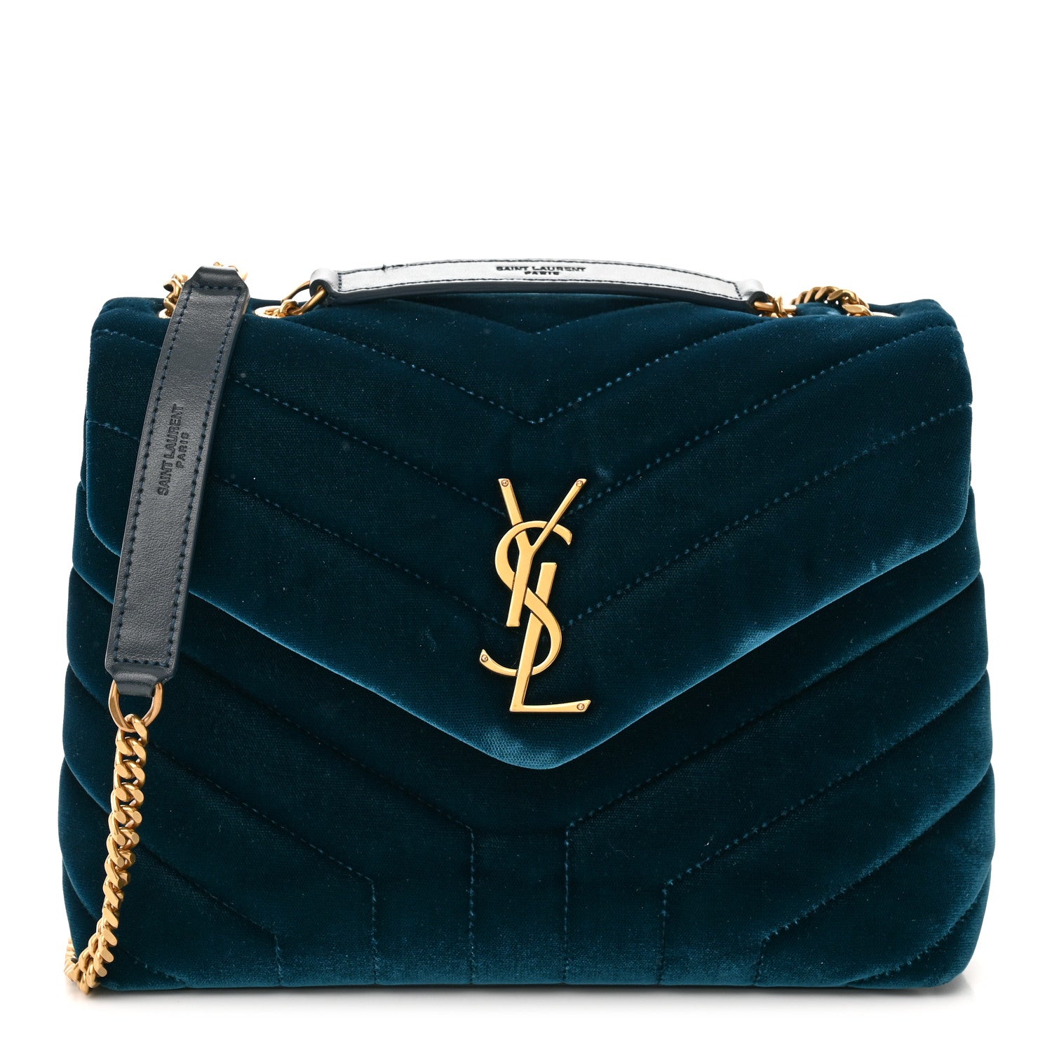 Saint Laurent Velvet Y Quilted Monogram Small Loulou Chain Satchel Medium Blue 1 of 14
