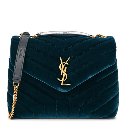 Saint Laurent Velvet Y Quilted Monogram Small Loulou Chain Satchel Medium Blue 1 of 14