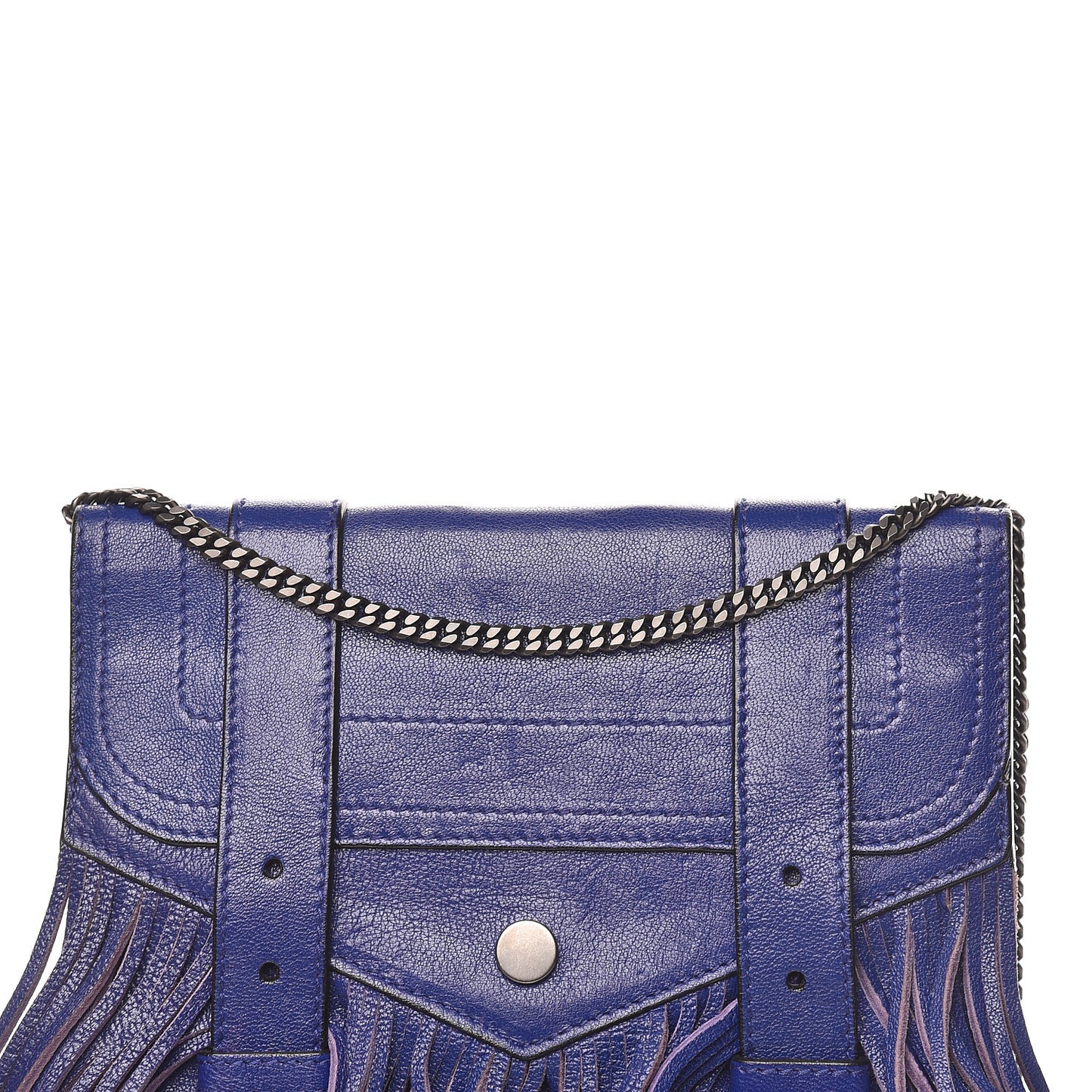 Lambskin Fringe PS1 Large Chain Wallet Cobalt Blue