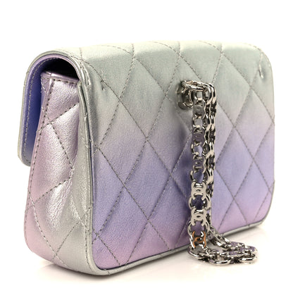 Chanel Gradient Metallic Calfskin Quilted Clutch Silver Blue Yellow Purple 3 of 11