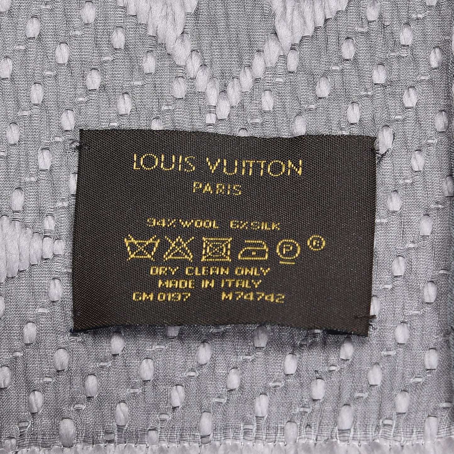 Wool Silk Logomania Scarf Pearl Grey