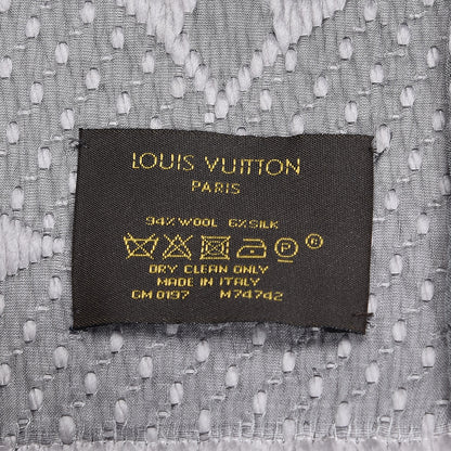 Louis Vuitton Wool Silk Logomania Scarf Pearl Grey 4 of 4