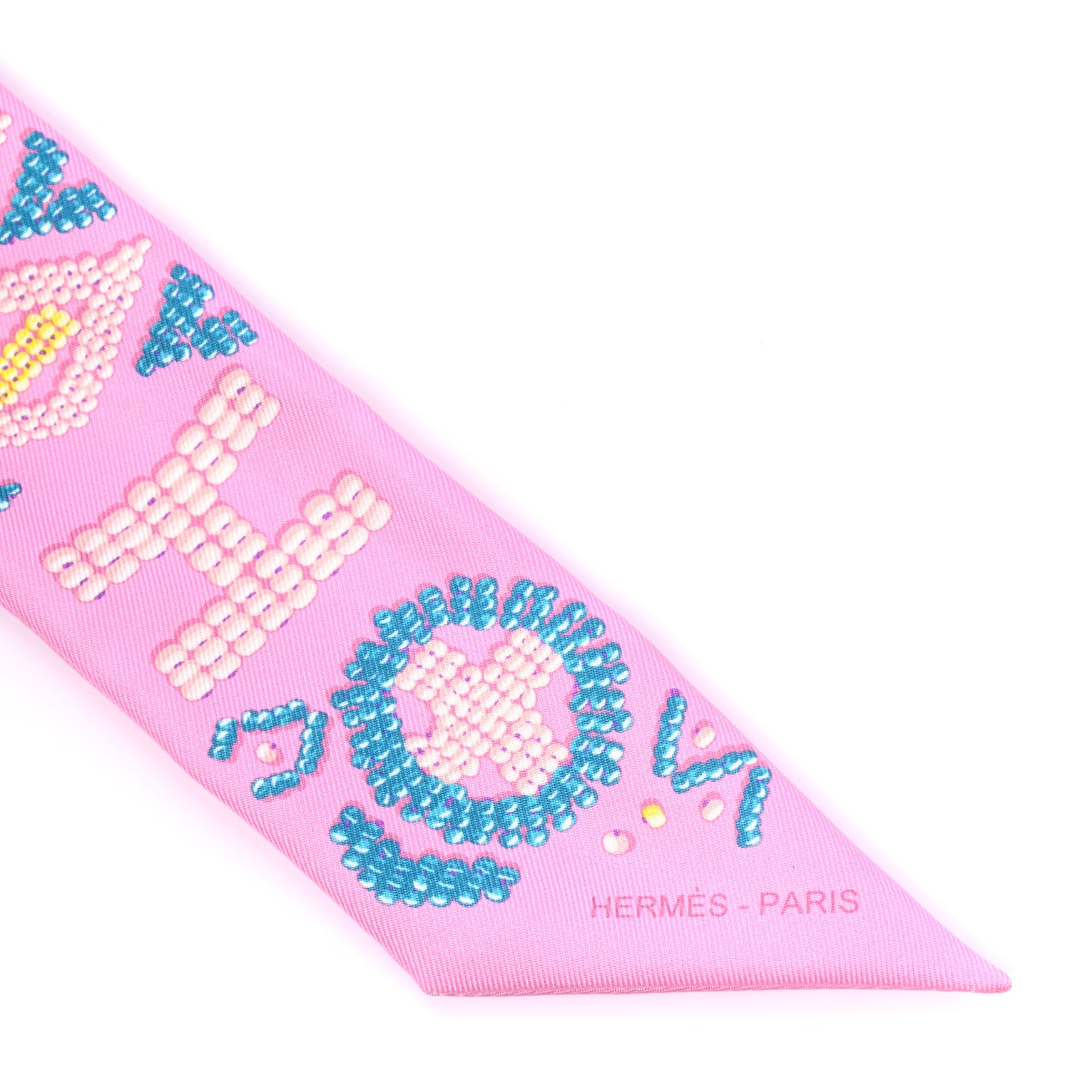 Hermes Silk Kelly En Perles Twilly Rose Bonbon Canard 4 of 4