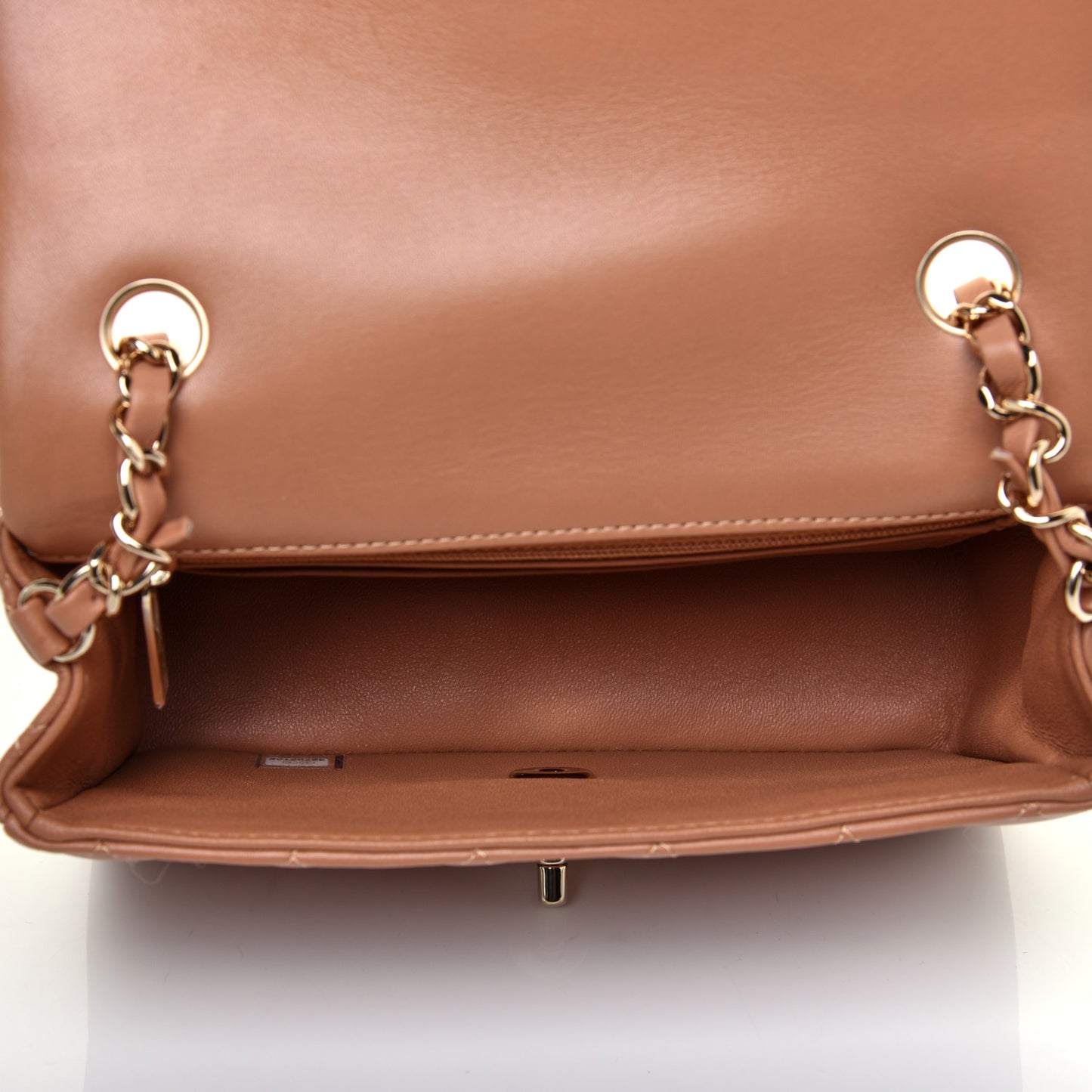 Lambskin Quilted Mini Rectangular Flap Brown