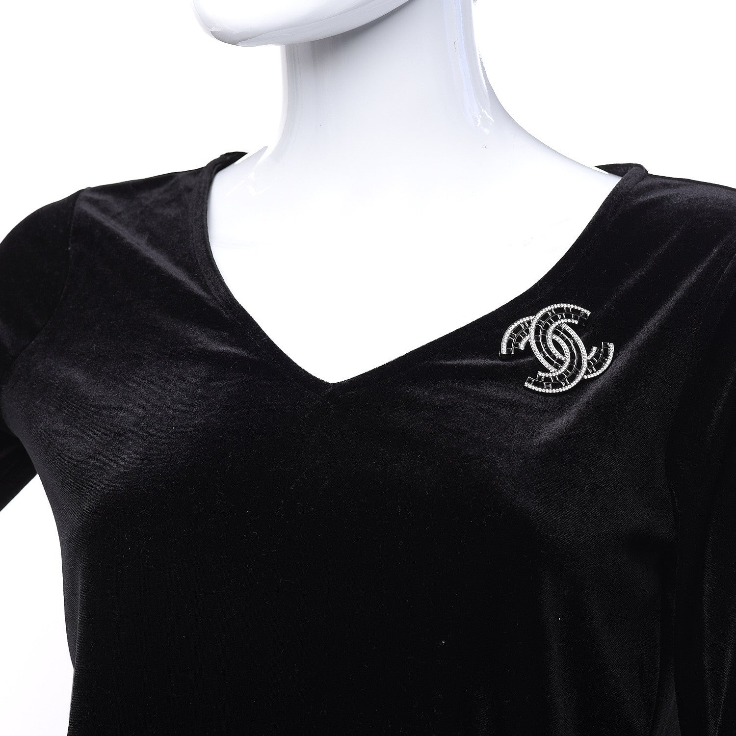 Chanel Baguette Crystal CC Brooch Silver Black 2 of 5