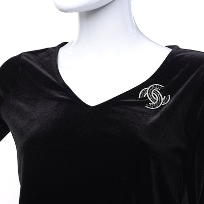 Chanel Baguette Crystal CC Brooch Silver Black 2 of 5