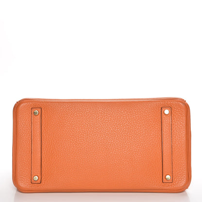 Hermes Taurillon Clemence Birkin 35 Orange 5 of 30