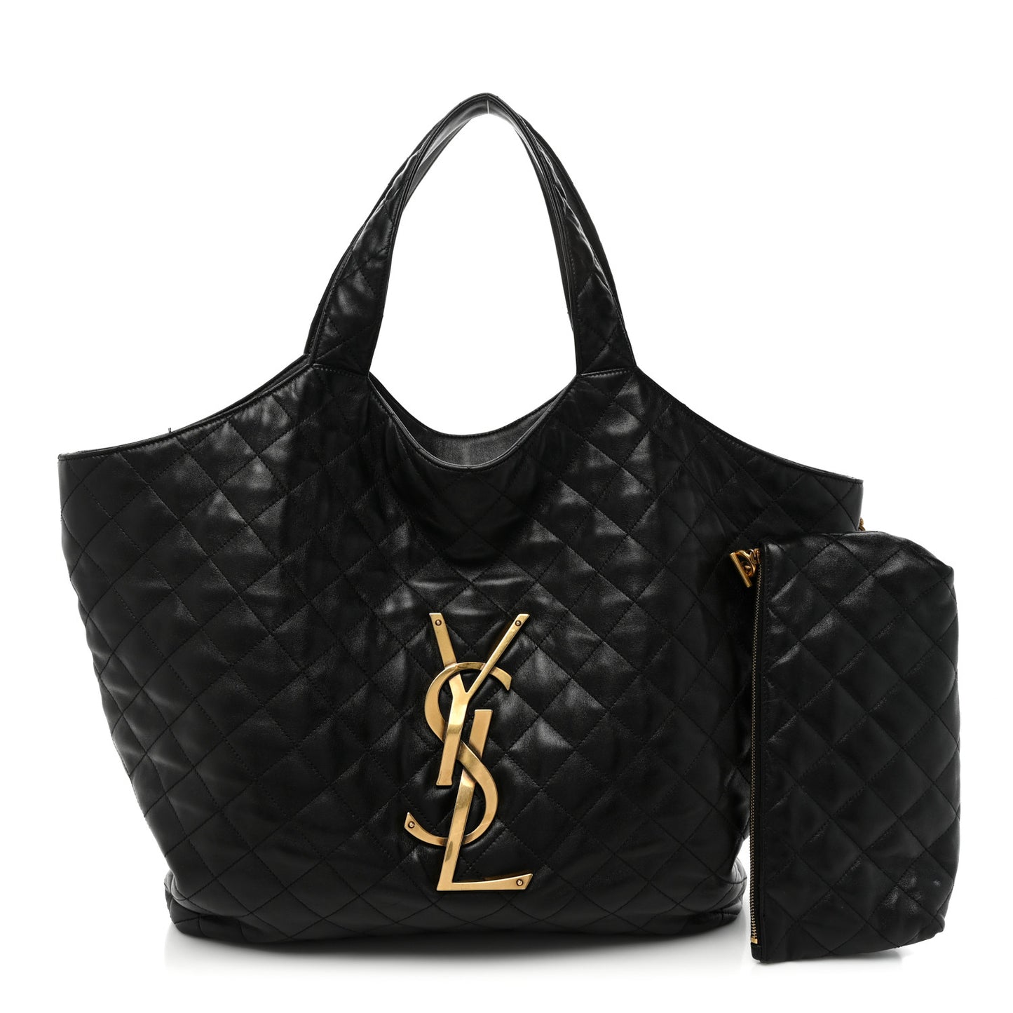 Lambskin Quilted Maxi Icare Shopping Tote Black