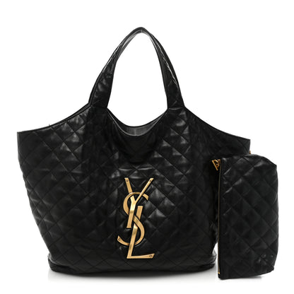 Saint Laurent Lambskin Quilted Maxi Icare Shopping Tote Black 1 of 22