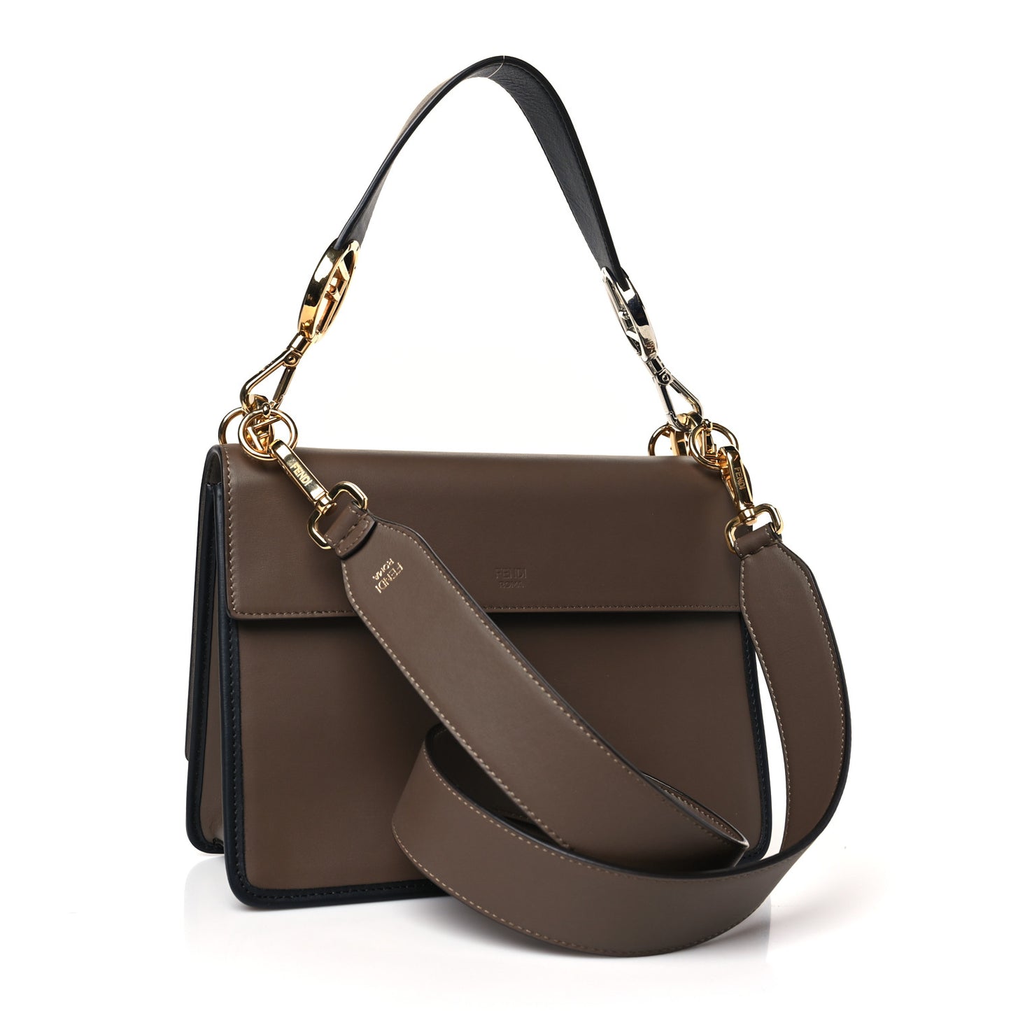 Vitello Century F is Fendi Bi-Color FF 1974 Embossed Kan I Shoulder Bag Maya Black