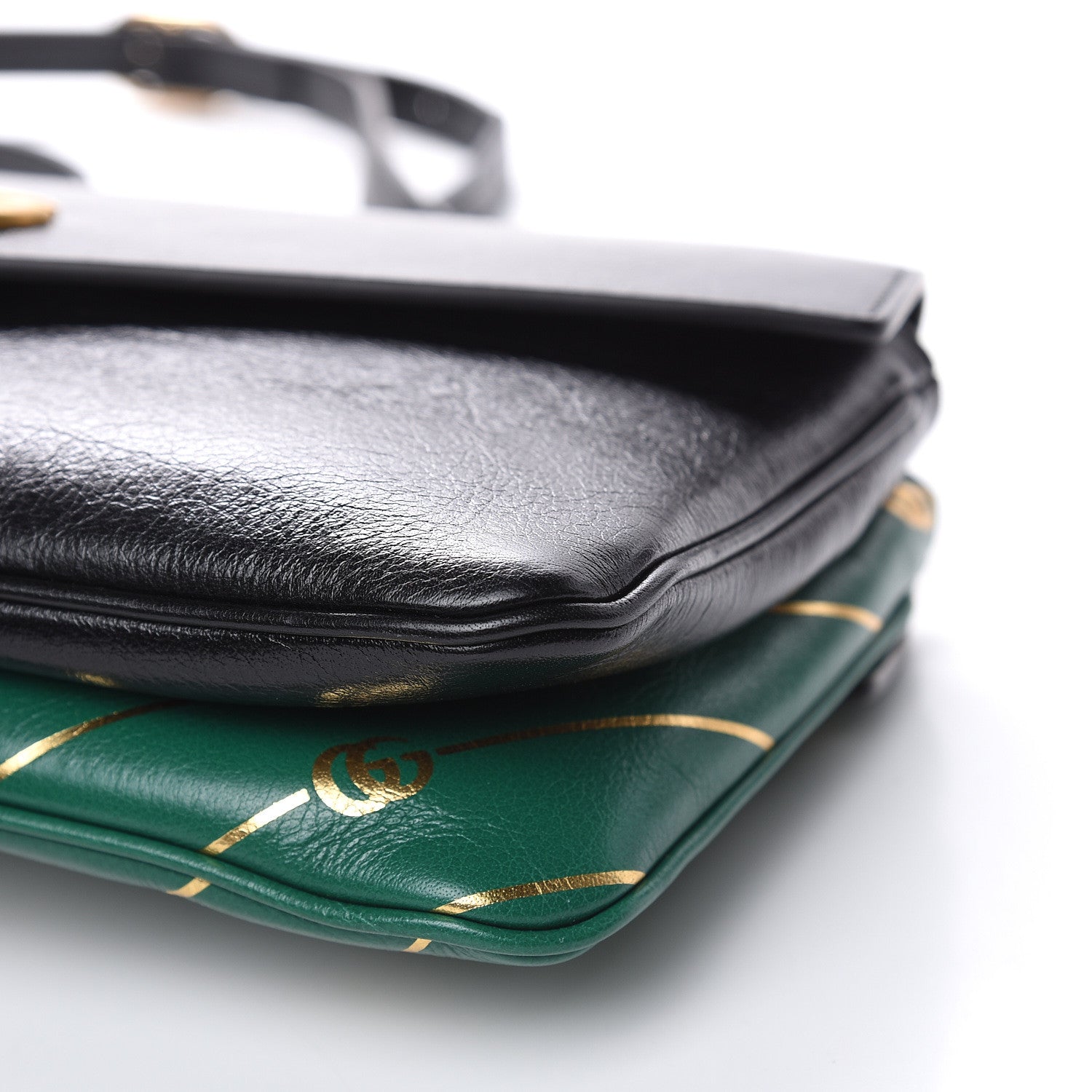 Gucci Calfskin Diagonal GG Medium Thiara Double Envelope Shoulder Bag Emerald Green Black 11 of 11