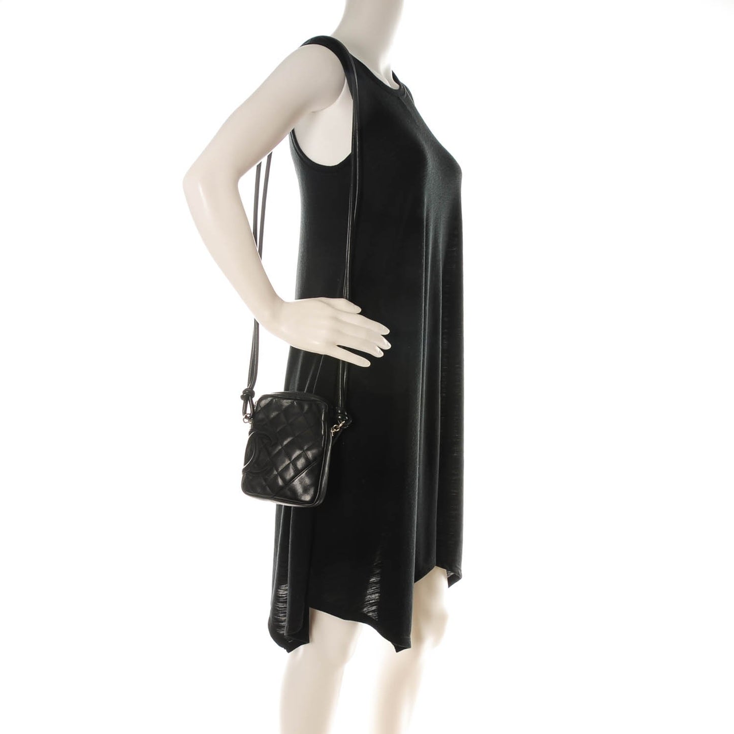 Calfskin Quilted Small Cambon Messenger Black