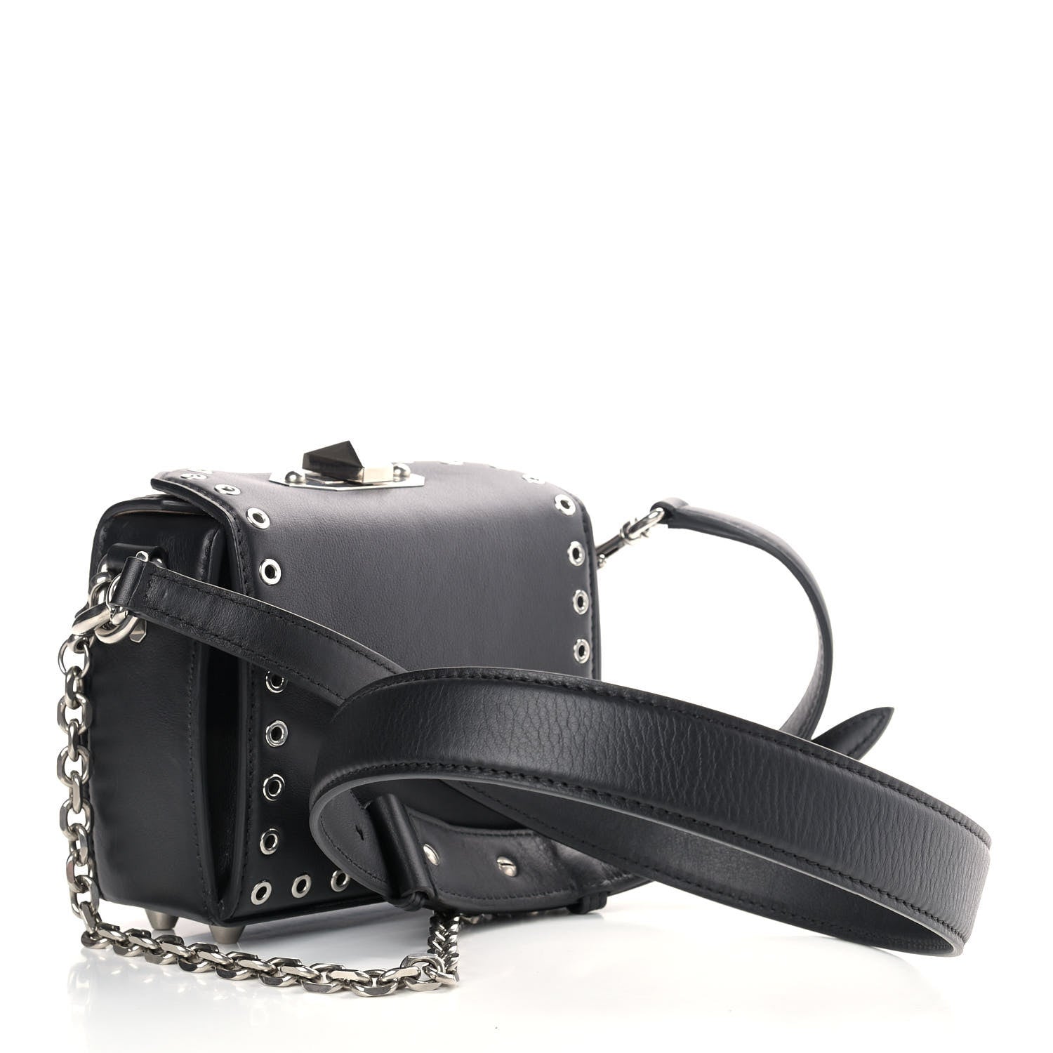 Alexander McQueen Fine Grain Goatskin Perforated Box Shoulder Bag 16 Black 3 of 11