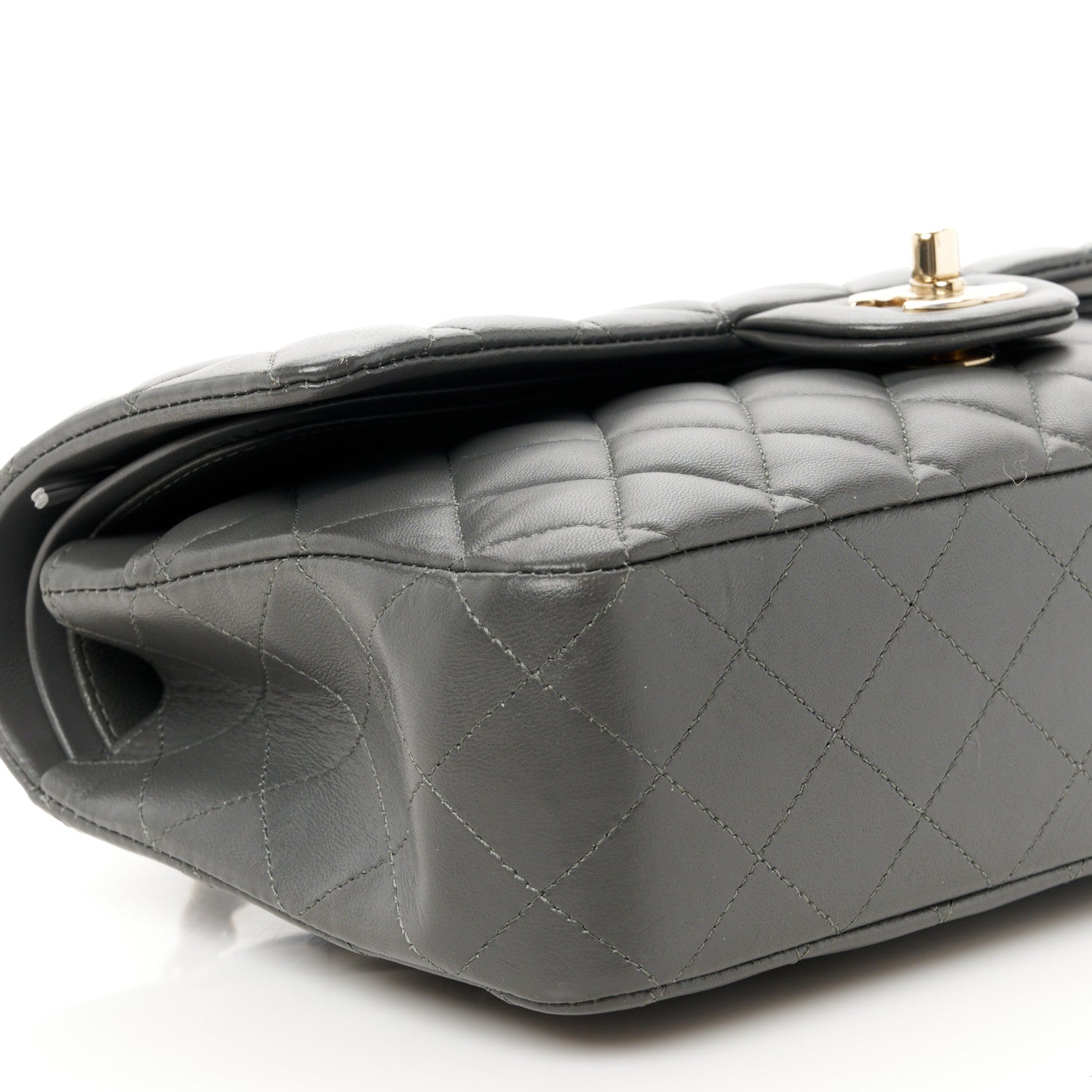 Chanel Lambskin Quilted Medium Double Flap Dark Grey 10 of 11