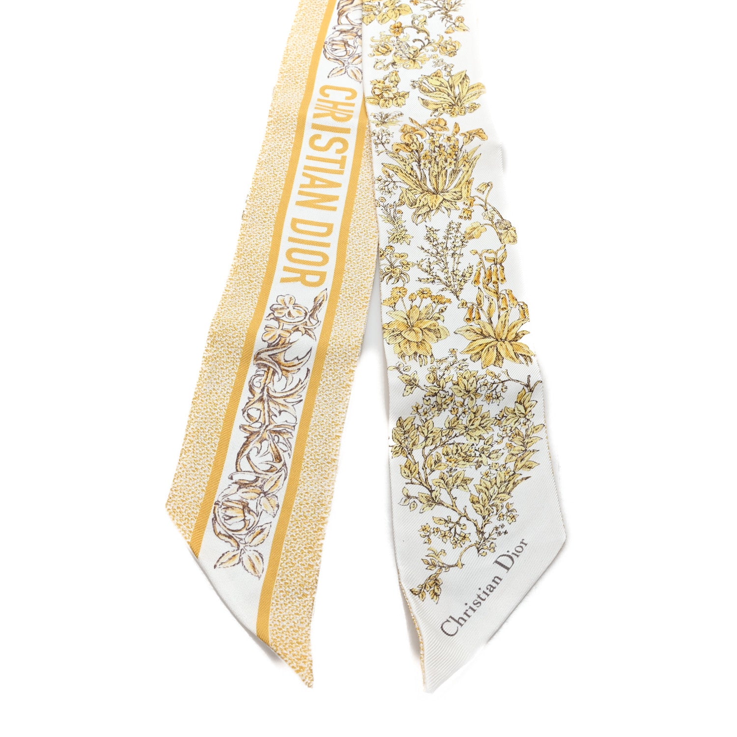 Christian Dior Silk Floral Mitzah Scarf Yellow 2 of 3