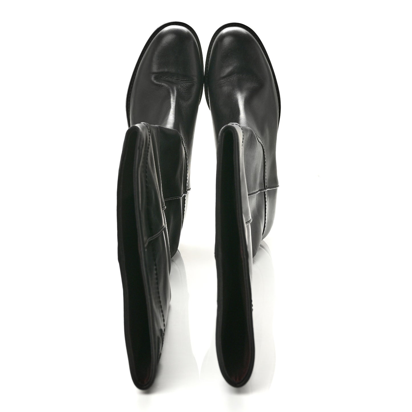 Calfskin Ascot Riding Boots 39.5 Black