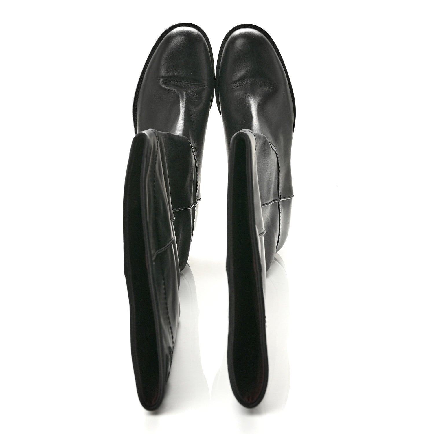 Chanel Calfskin Ascot Riding Boots 39.5 Black 2 of 9