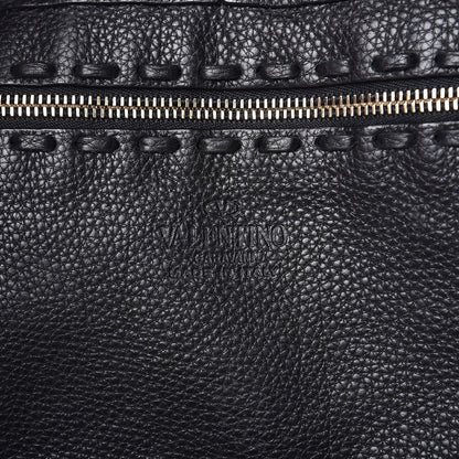 Valentino Garavani Grained Calfskin C-Rockee Fringe Tote Black 7 of 12