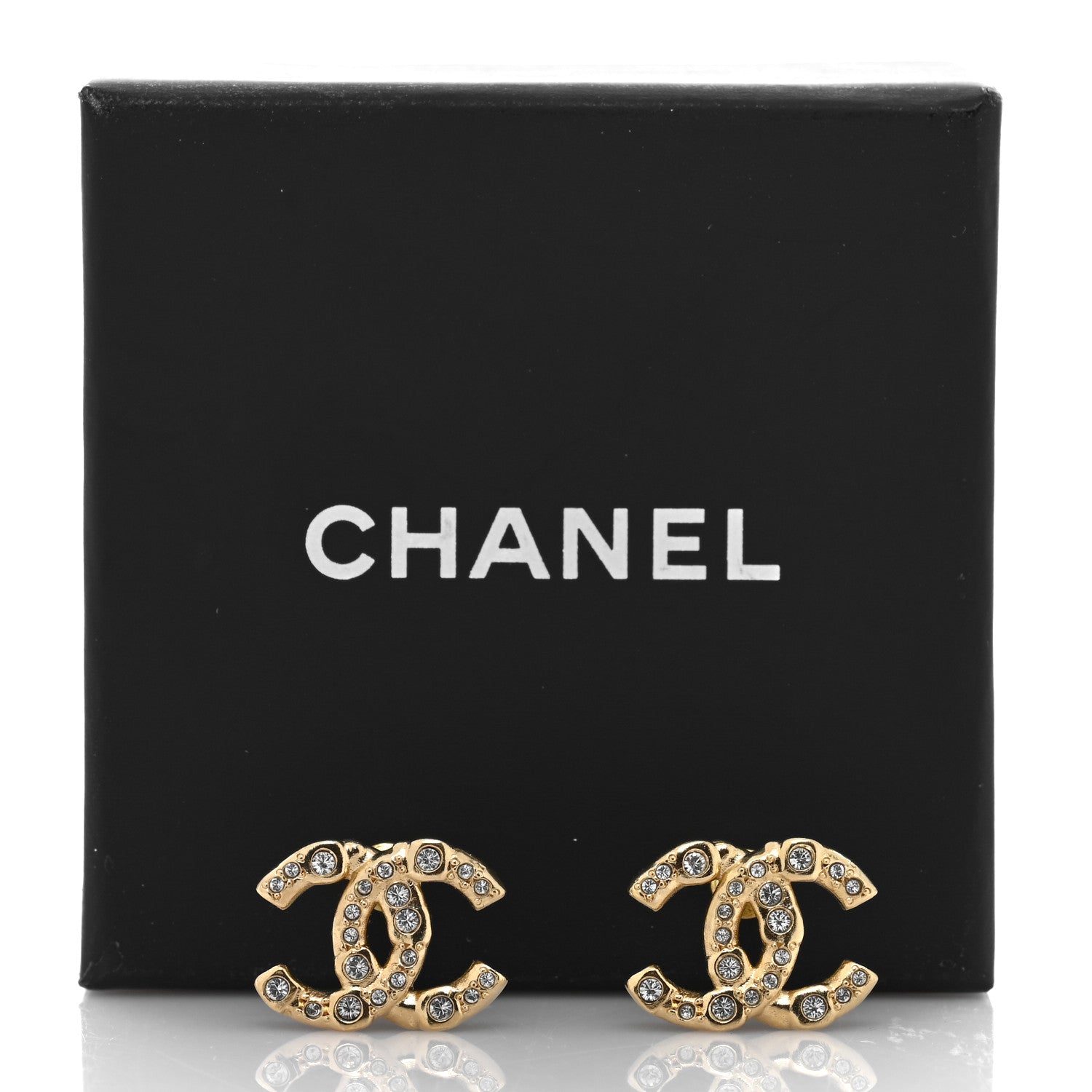 Chanel Crystal CC Earrings Gold 5 of 5