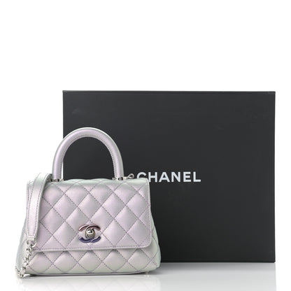 Chanel Iridescent Caviar Quilted Extra Mini Coco Handle Flap Purple 11 of 11