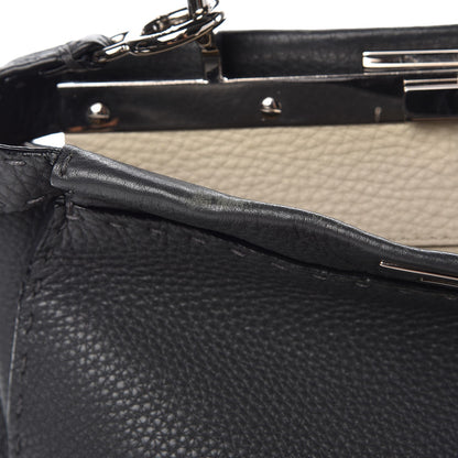 Fendi Cuoio Romano Selleria Bi-Color Medium Peekaboo Iconic Satchel Asfalto Latte 10 of 10