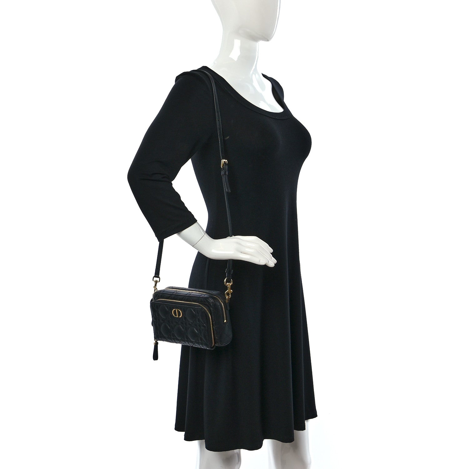 Christian Dior Supple Calfskin Caro Double Pouch Black 2 of 8