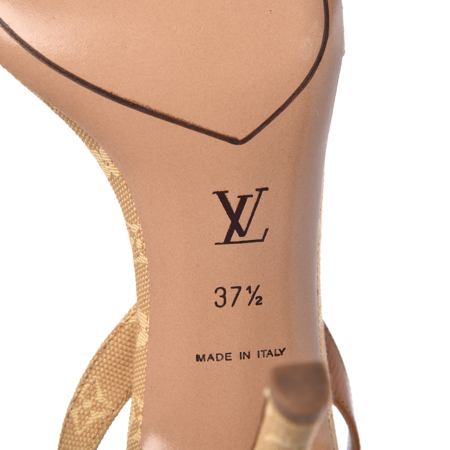 Louis Vuitton Mini Lin Slingback Sandals 37.5 Camel 8 of 16