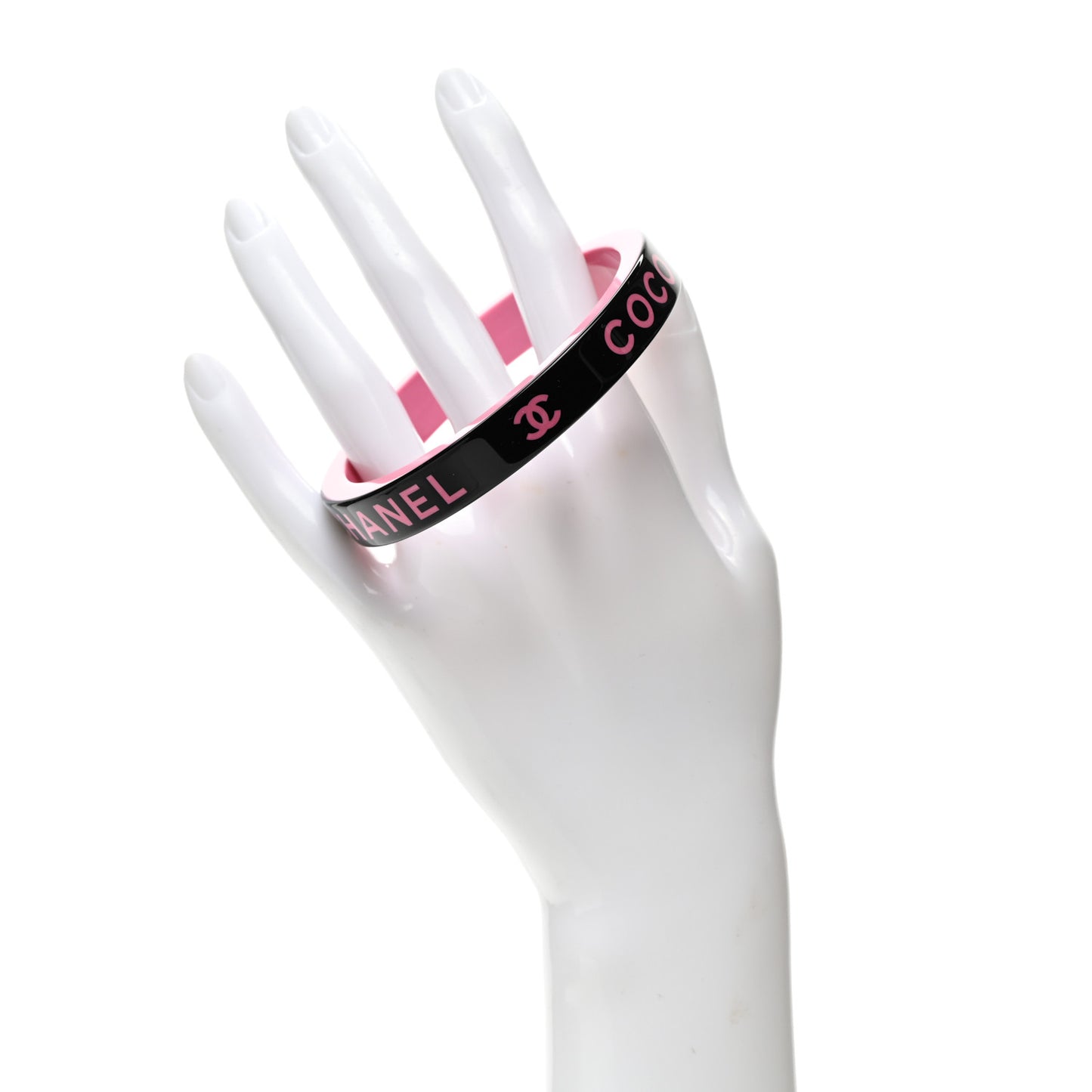 Resin Logo Bangle Bracelet Pink Black