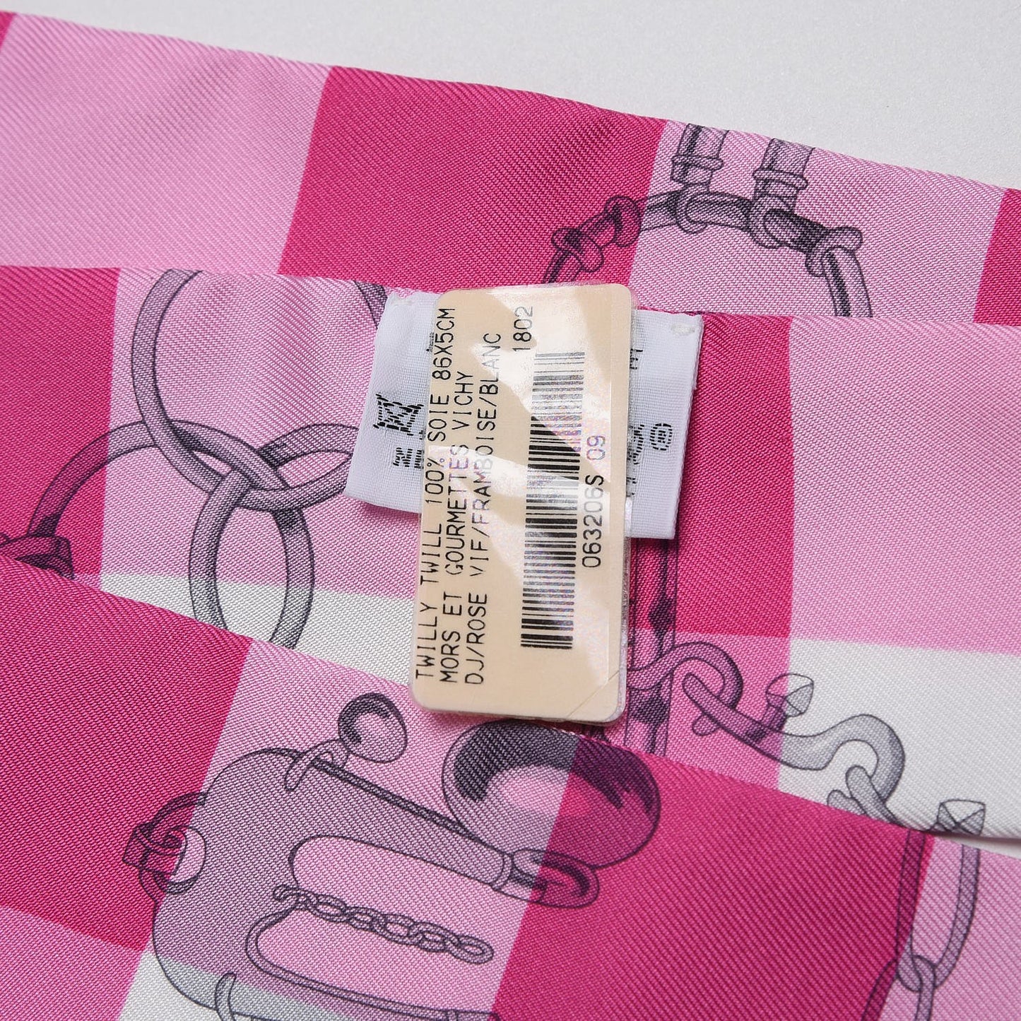Silk Mors Et Gourmettes Vichy Twilly Rose Vif Framboise White