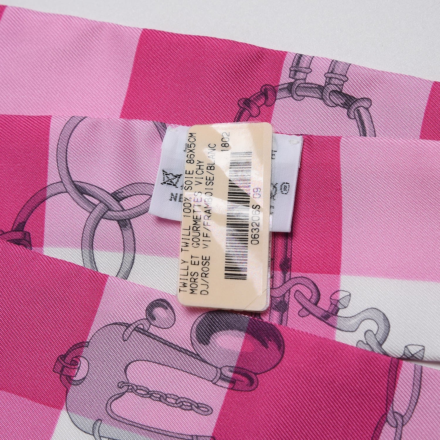 Hermes Silk Mors Et Gourmettes Vichy Twilly Rose Vif Framboise White 3 of 6