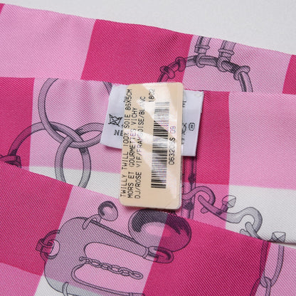 Hermes Silk Mors Et Gourmettes Vichy Twilly Rose Vif Framboise White 3 of 6