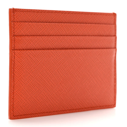 Prada Saffiano Triangle Card Holder Arancio 3 of 7