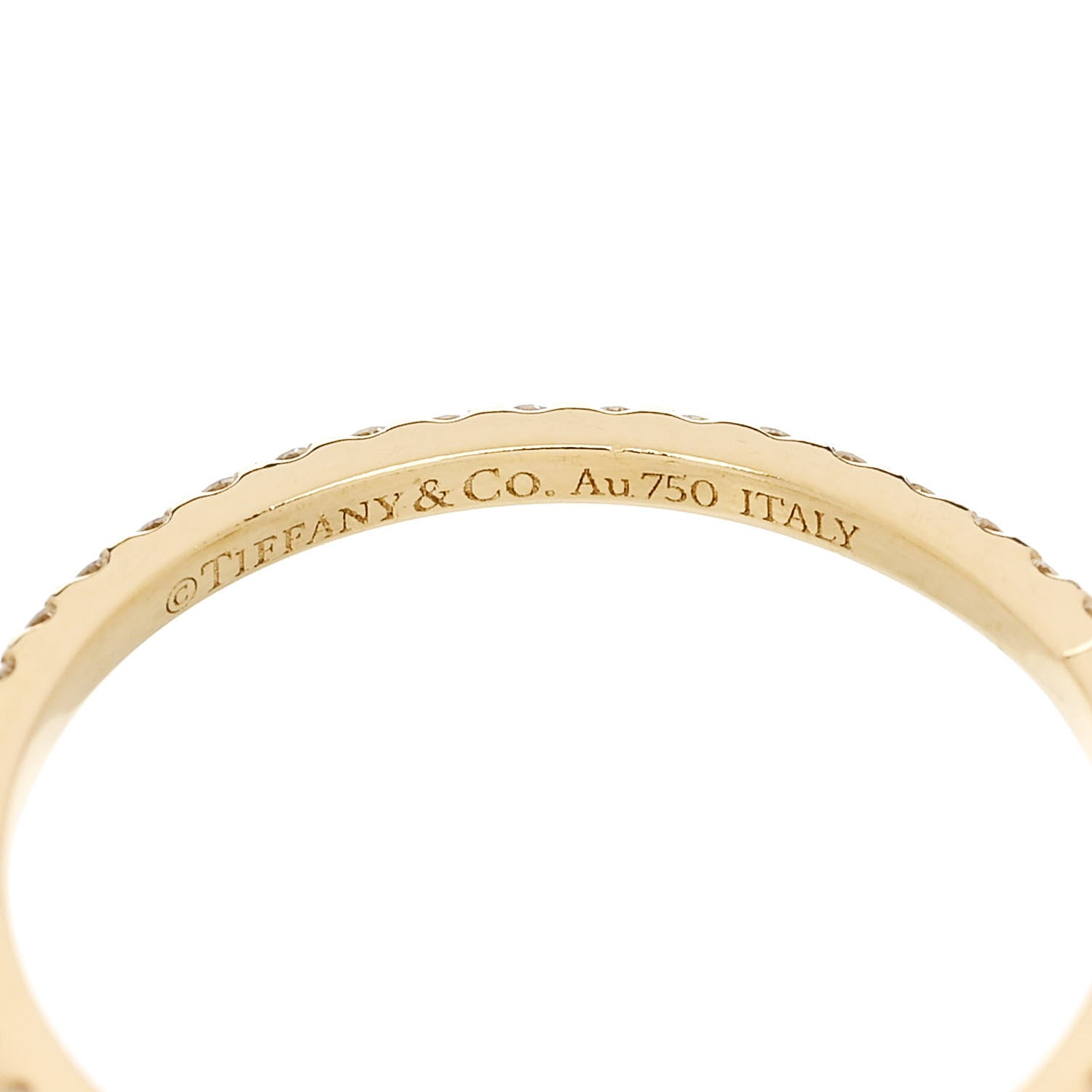 Tiffany 18K Yellow Gold Diamond T Wire Pave Ring 50 5.5 4 of 4