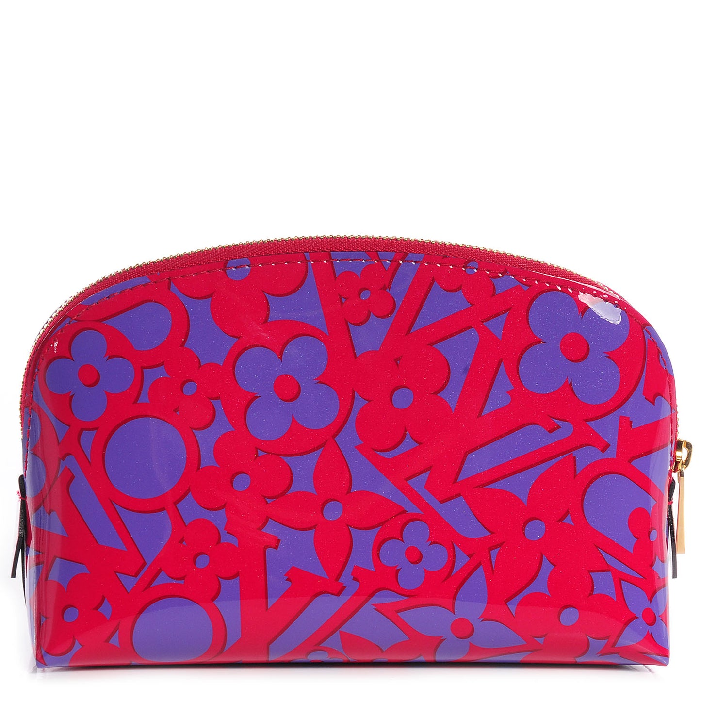 Patent Sweet Monogram Cosmetic Pouch Rose Indien