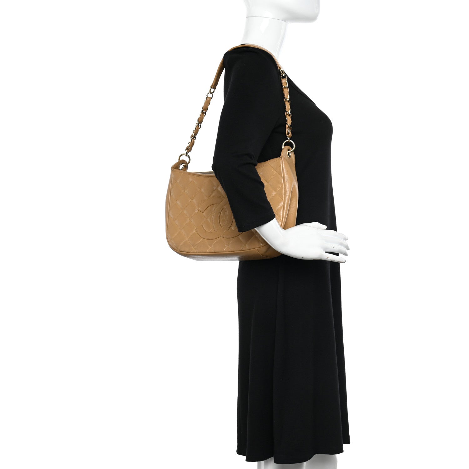 Chanel Caviar Quilted Timeless CC Shoulder Bag Beige 2 of 9