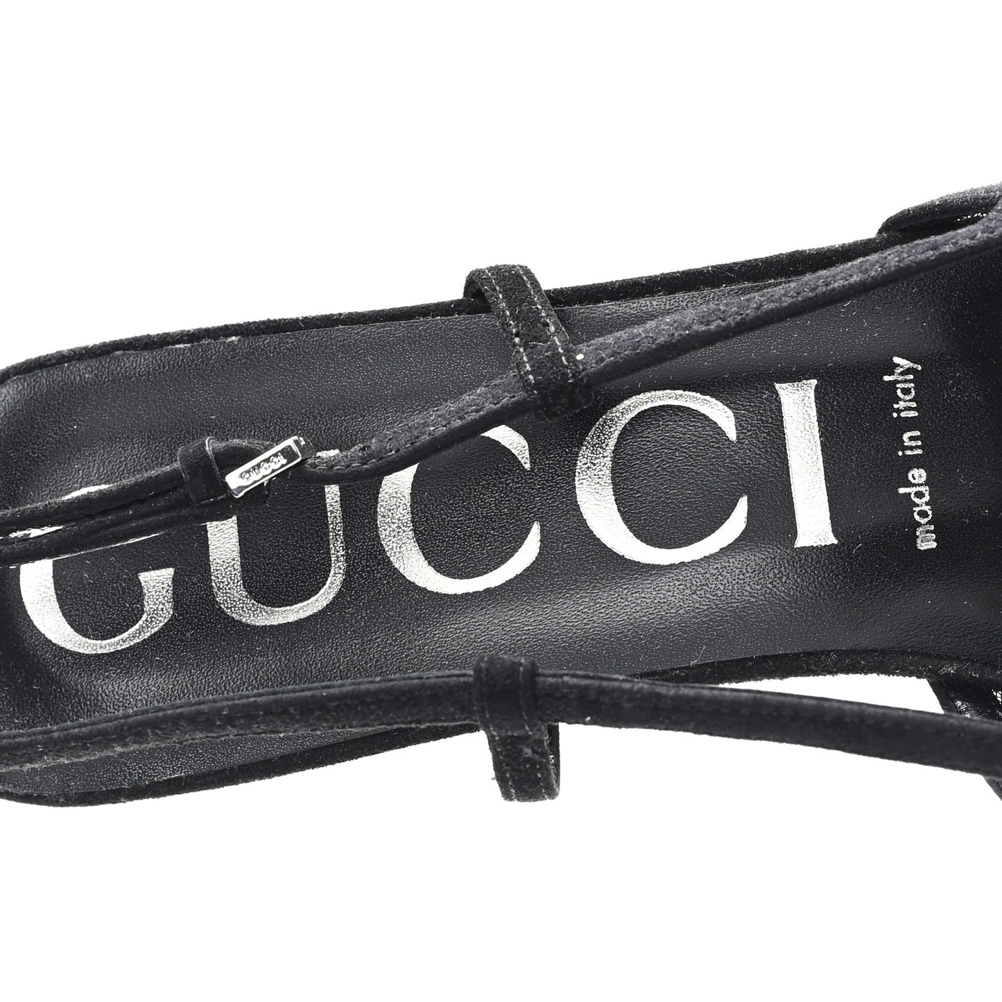 Tela Retino Kid Scamosciato Crystal GG Monogram Square G 35mm Slingback Pumps 39.5 Black
