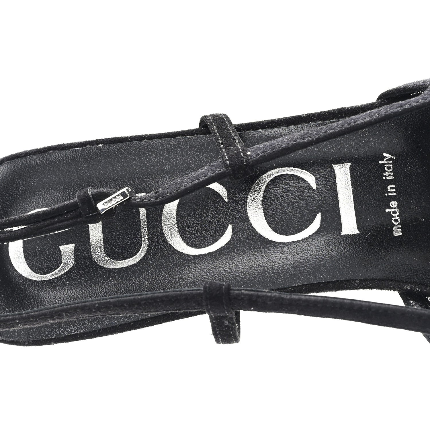 Gucci Tela Retino Kid Scamosciato Crystal GG Monogram Square G 35mm Slingback Pumps 39.5 Black 8 of 9