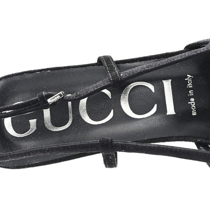 Gucci Tela Retino Kid Scamosciato Crystal GG Monogram Square G 35mm Slingback Pumps 39.5 Black 8 of 9