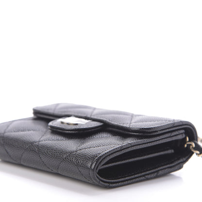 Chanel Caviar Quilted Flap Card Holder On Chain Black 7 of 10