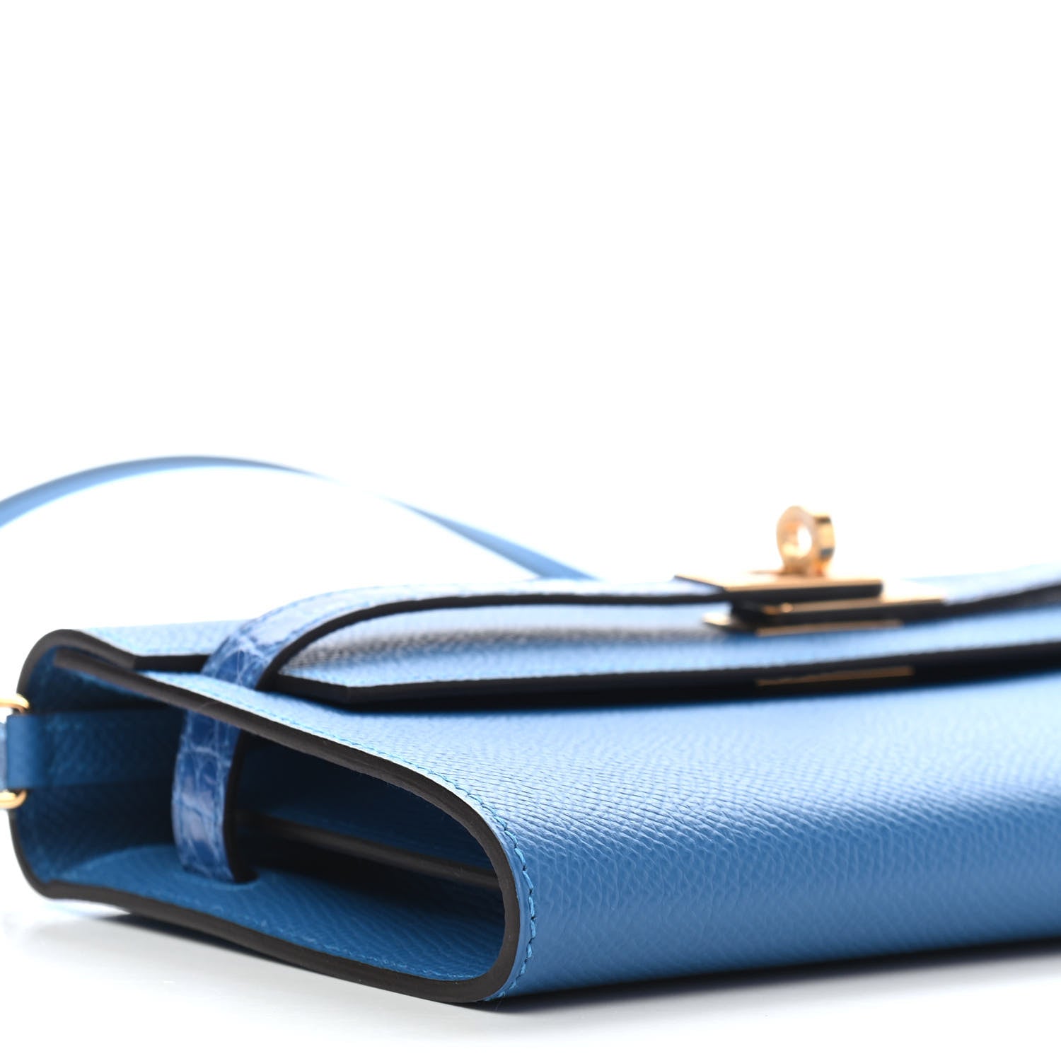 Hermes Epsom Shiny Alligator Touch Kelly Wallet To Go Mykonos Bleu Zellige 7 of 8
