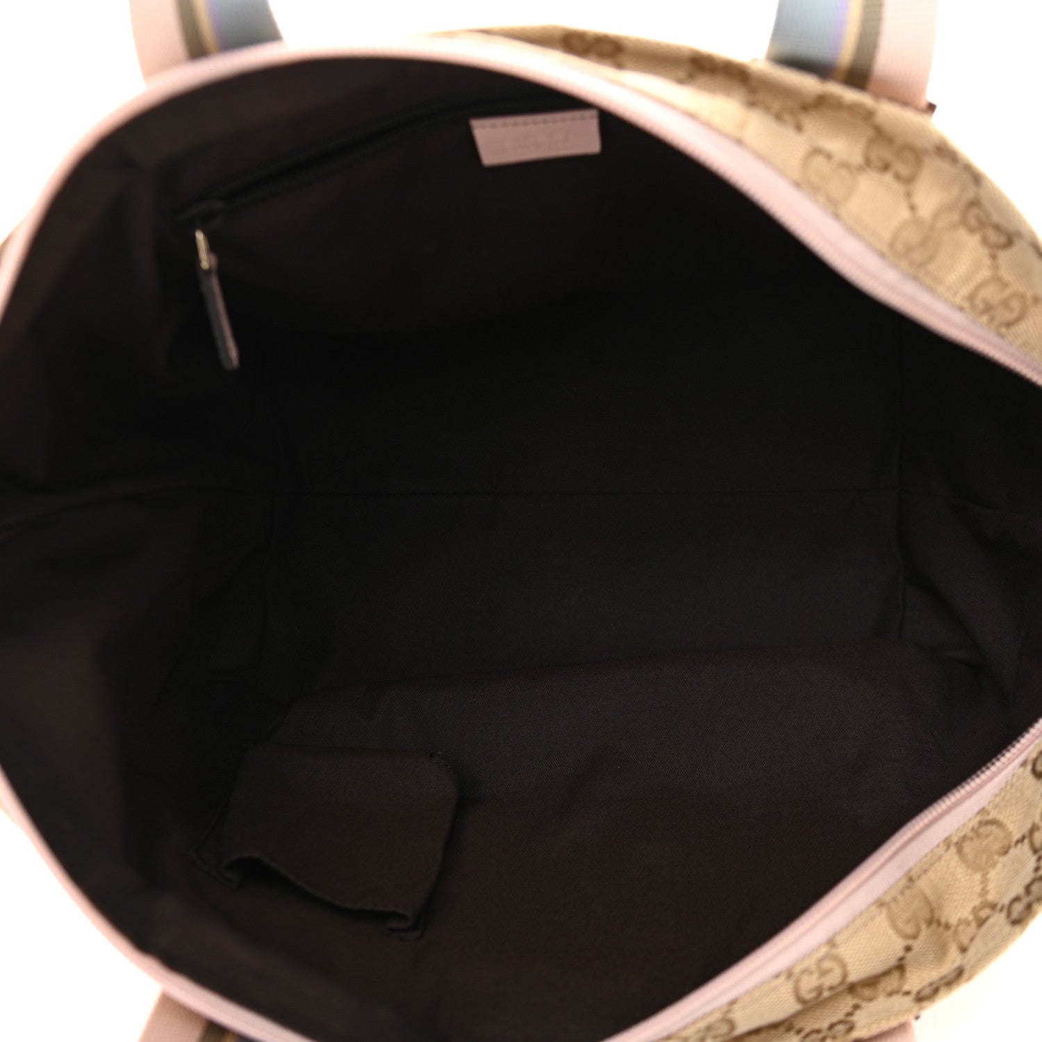 Gucci GG Monogram Medium Web Handle Bucket Tote Pink Blue 5 of 12